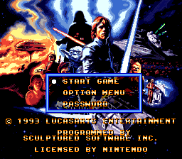 Super Star Wars - The Empire Strikes Back (Europe) Title Screen